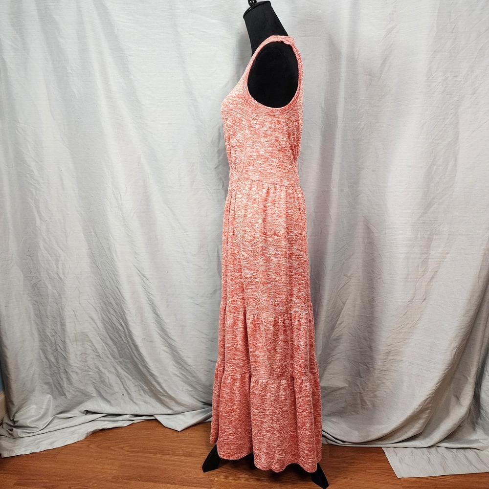 LOFT Lou & Grey Size Medium Redish Orange Flecked Tiered Sleeveless Maxi Dress - Picture 5 of 13